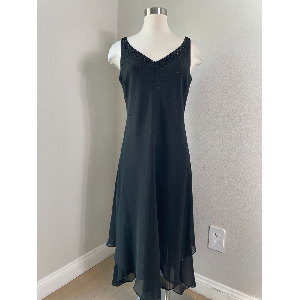 Y2K Jones Wear Womens 12 Sleeveless Beaded Chiffon Midi Dress Whimsigoth‎ Fairy